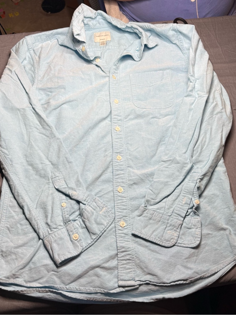 American Eagle Powder Blue Classic Fit Button-Up Shirt